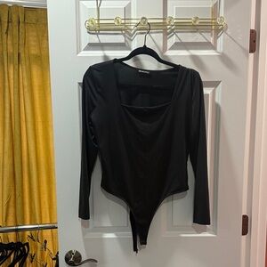 SHEIN Elegant Black Long Sleeve Bodysuit